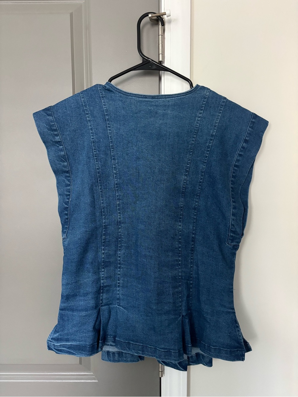 NWT Free People Denim Button-Front V-Neck Top - Picture 5 of 6